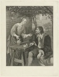 Jeune femme offrant un verre de vin à un homme