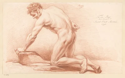 Nu masculin agenouillé, vu de côté (2e prix 1797)