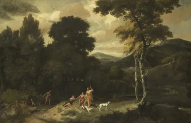 Paysage avec chasseurs