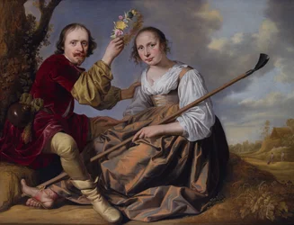 Un couple dans un paysage pastoral