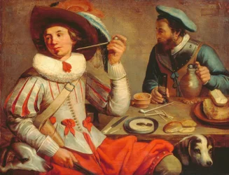 Deux soldats à une table
