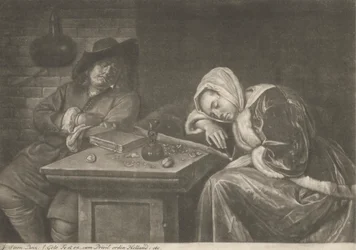 Homme et sa femme dormant à table