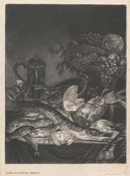 Nature morte avec poisson et volaille