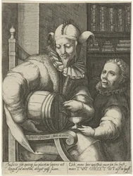Bouffon avec tonneau de vin