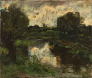Un paysage de polder après un orage