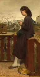 Fille tricotant sur le balcon, Montmartre, 1869