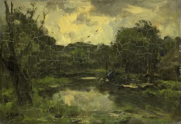 Paysage avec péniche