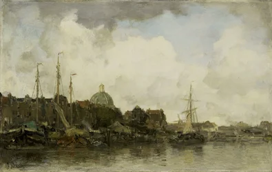 Paysage urbain avec une église à dôme