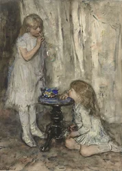 Deux filles soufflant des bulles, vers 1880