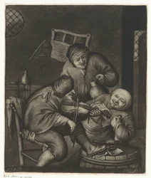 Deux hommes et un violoniste