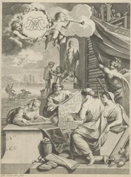 Commerce de la soie et figures allégoriques