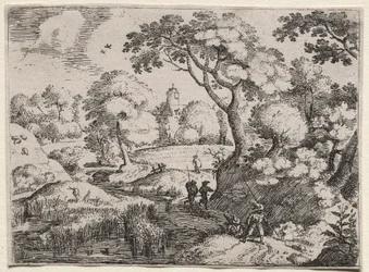 Six paysages: Chemin entre marais et rive boisée