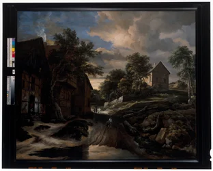 Paysage avec maisons à colombages