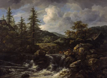 Paysage boisé avec cascade
