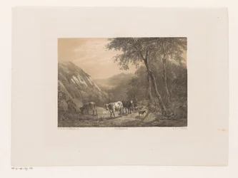 Berger avec troupeau dans les montagnes