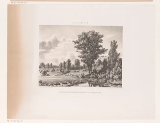 Paysage avec vaches et berger au repos
