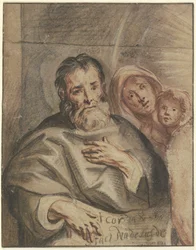 Vieil homme avec jeune femme et petit enfant (Sainte Famille ?)