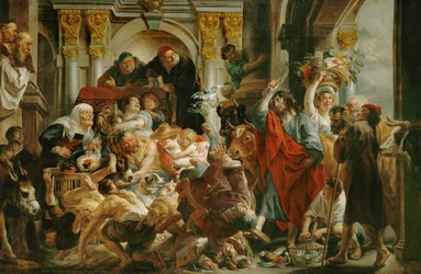 Jésus expulsant les marchands du Temple (huile sur toile)