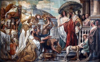 Les envoyés du calife Haroun al-Rachid offrant une horloge à Charlemagne, 1660