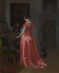 Une femme debout à un clavecin, vers 1675