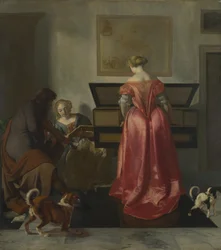 Deux femmes et un homme faisant de la musique, vers 1675