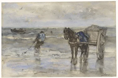 Pêcheur de coquillages sur la plage