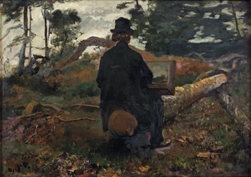 Le peintre Frederik Hendrik Kaemmerer au travail à Oosterbeek