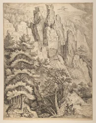 Paysage de Bohême avec couples et chasseurs (assiette gauche)
