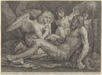 Christ dans le tombeau, avec deux anges