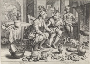 Scène de cuisine avec poulet à la broche