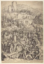 La moquerie, la flagellation et la crucifixion du Christ