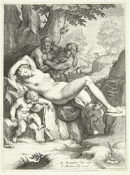 Vénus et Cupidon dormant et observés par des satyres
