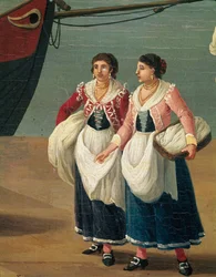 Deux jeunes filles de Monopoli, dans les Pouilles, en Italie (jeunes filles de Monopoli). Jacob Philipp Hackert, dit Hackert d