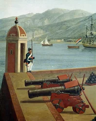 Vue des fortifications militaires du port de Reggio de Calabre