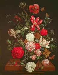 Nature morte de fleurs dans un vase en verre, XVIIe siècle