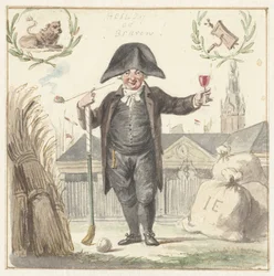 Marchand de grains Johan Eymer devant la Bourse aux grains d