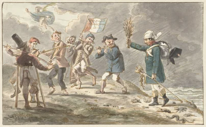 Caricature de la retraite de Napoléon Ier Bonaparte de Russie