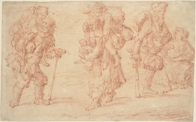 Trois paires de mendiants avec des bébés