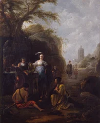 Eliezer et Rebecca au puits (huile sur toile)
