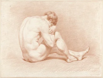 Homme nu assis, la tête sur le genou