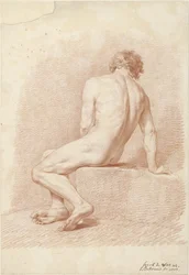 Homme nu assis, vu de dos