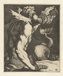 Triton soufflant dans une coquille