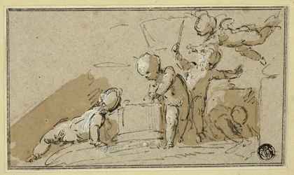 Cinq putti jouant