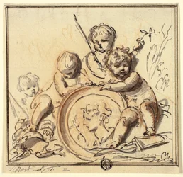 Putti avec médaillon