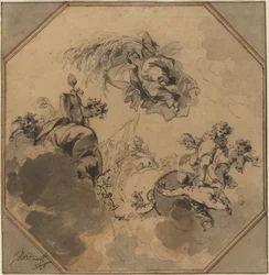 Étude pour un plafond : Allégorie de la moisson avec Dionysos et Cérès