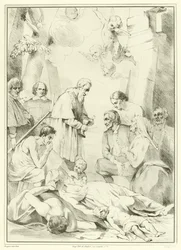 Saint Macaire de Gand aidant les victimes de la peste