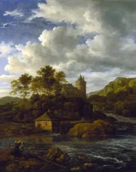 Château et moulin à eau près d