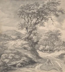 Paysage de dunes avec chêne, 1650-55
