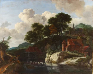 Paysage vallonné avec moulin à eau