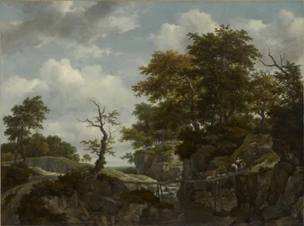 Paysage avec pont, bétail et figures